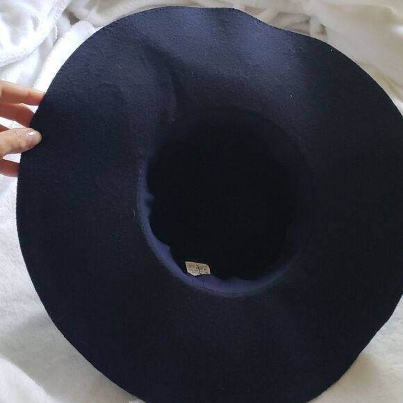 Adorable Navy Wide Brim Cloche Hat - Picture 4 of 5